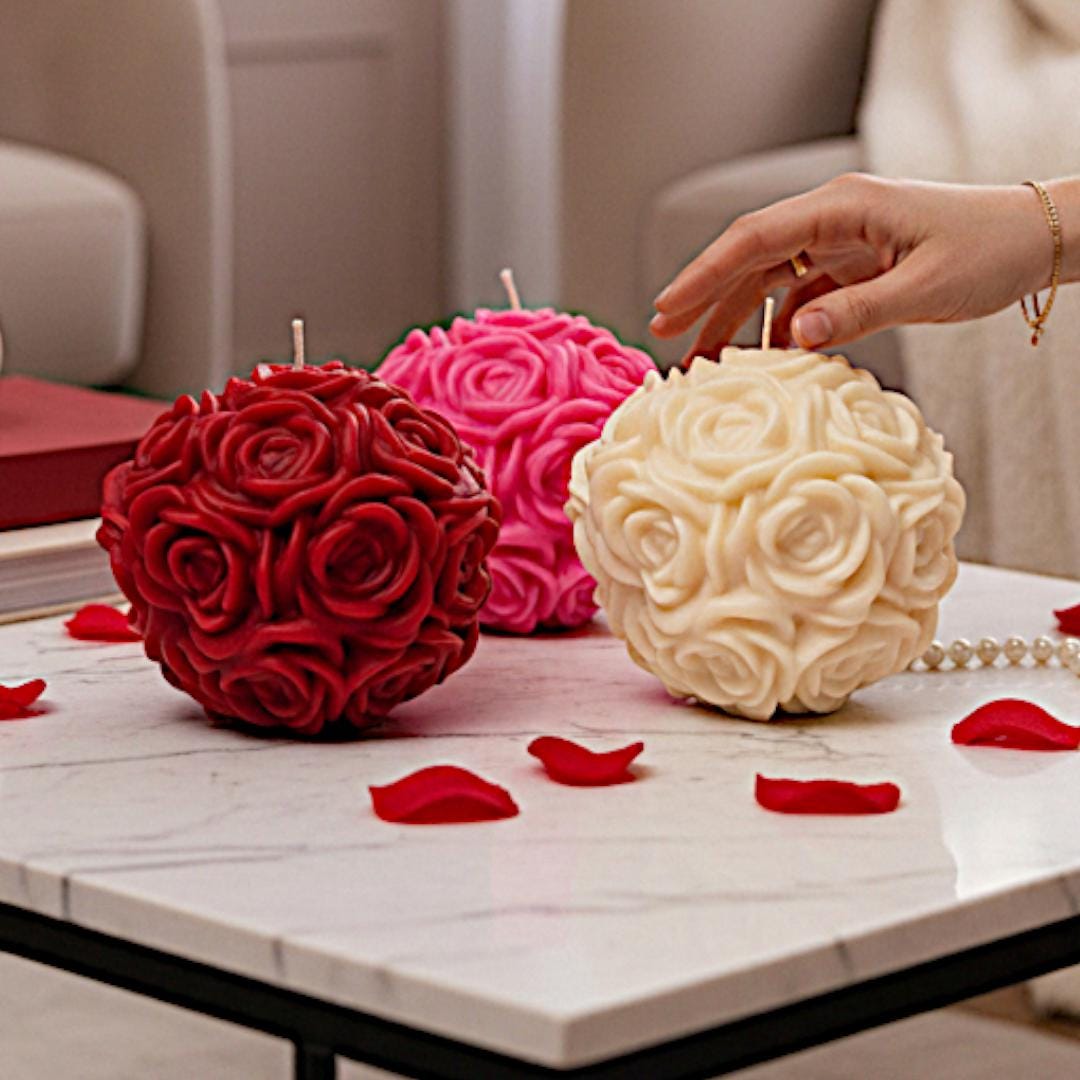 The Grand Rose Ball Candle - A Large Table Centerpiece and an Unforgettable High-end, Handcrafted Gift