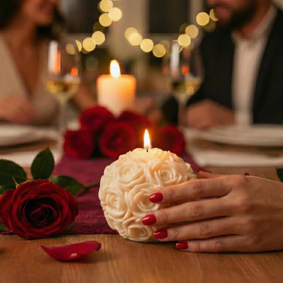 Glowing Rose Ball Flower Candle; Medium-sized, Customizable Colors :)