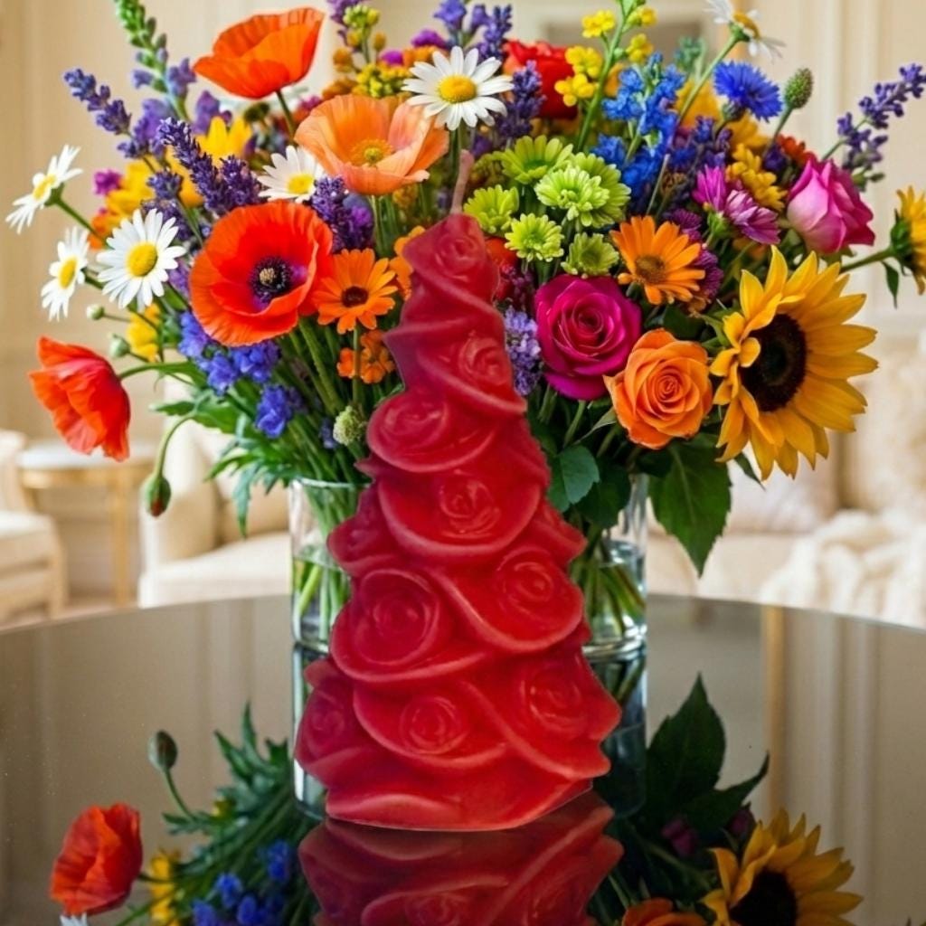 The Rose Tree Candle Exclusive Artisan Valentine’s Day Floral Gift & Sculptural Home Decor