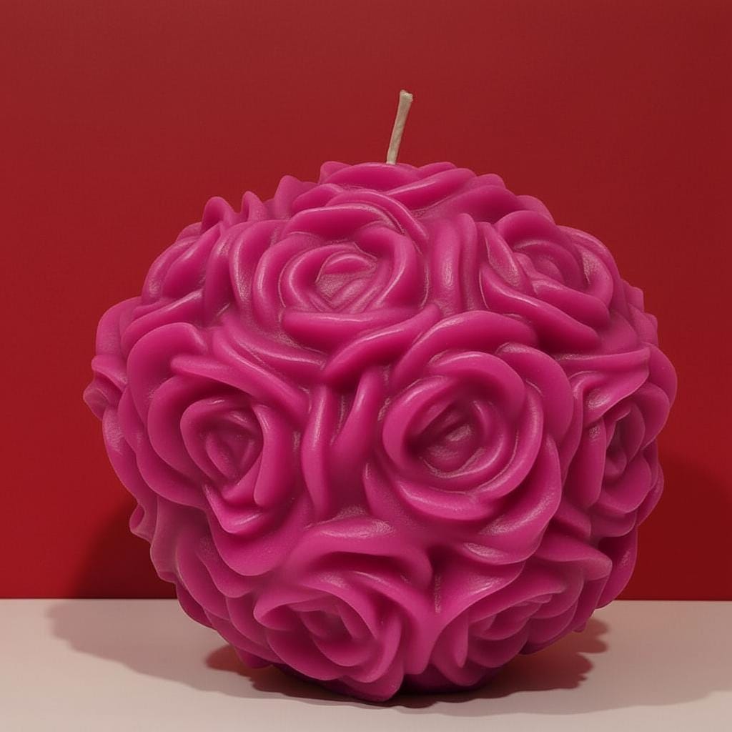 The Grand Rose Ball Candle - A Large Table Centerpiece and an Unforgettable High-end, Handcrafted Gift