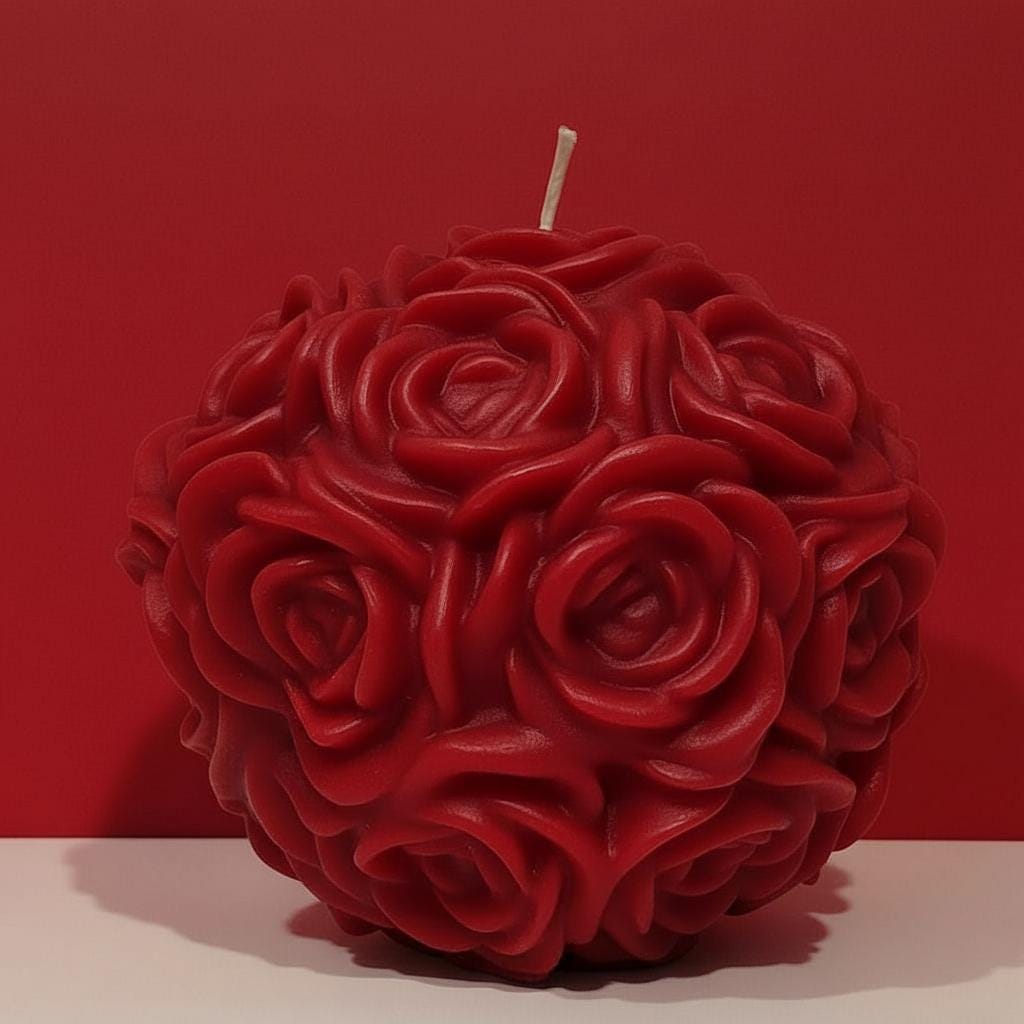 The Grand Rose Ball Candle - A Large Table Centerpiece and an Unforgettable High-end, Handcrafted Gift