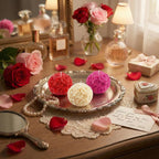 Miniature Rose Ball Candles Set - Floral Scented Decor, Valentine's Gift w/Optional Deluxe Gift Box