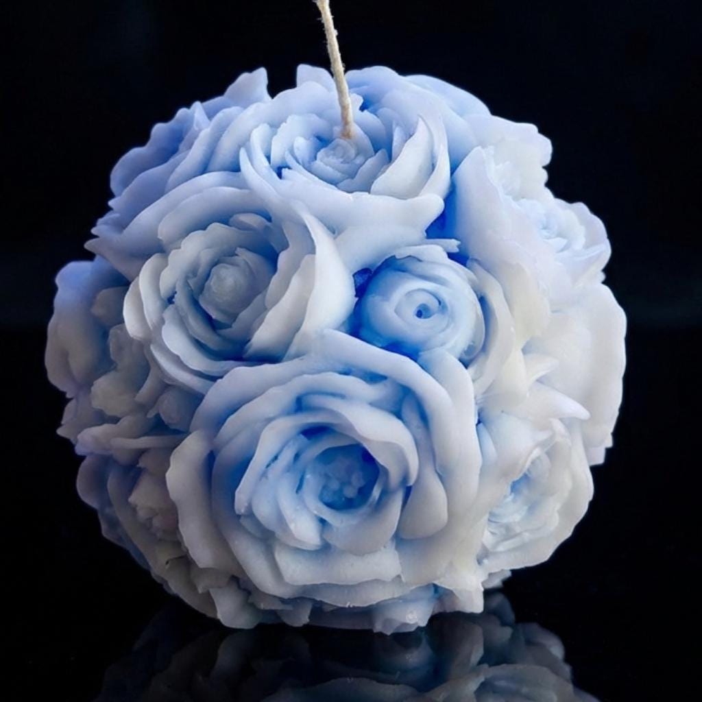 Spectral Art Blooming Roses Sphere Candle: Detailed and Unique Multi-Colored Aromatherapy