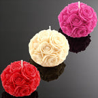 Miniature Rose Ball Candles Set - Floral Scented Decor, Valentine's Gift w/Optional Deluxe Gift Box