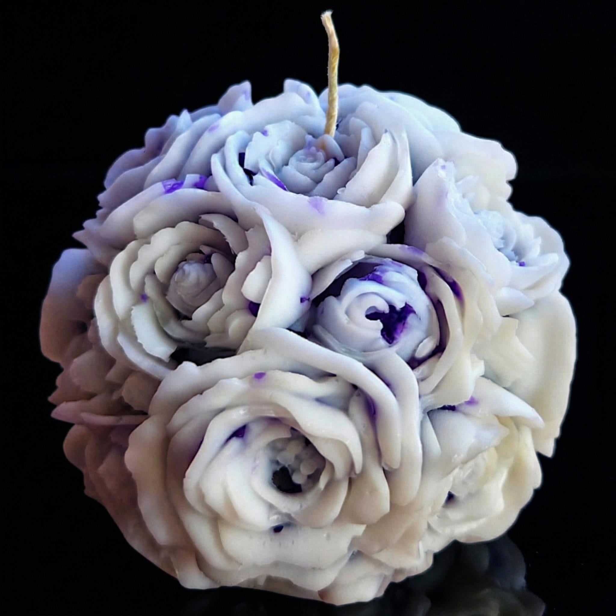Spectral Art Blooming Roses Sphere Candle: Detailed and Unique Multi-Colored Aromatherapy