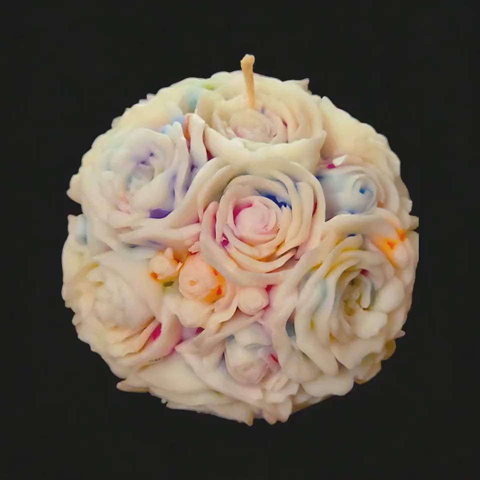 Festive Blooming Flowers Sphere Candle: Aromatherapy Christmas Decor