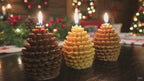 Festive Pine Cone Candles: Rustic Christmas Glow, Set of 3