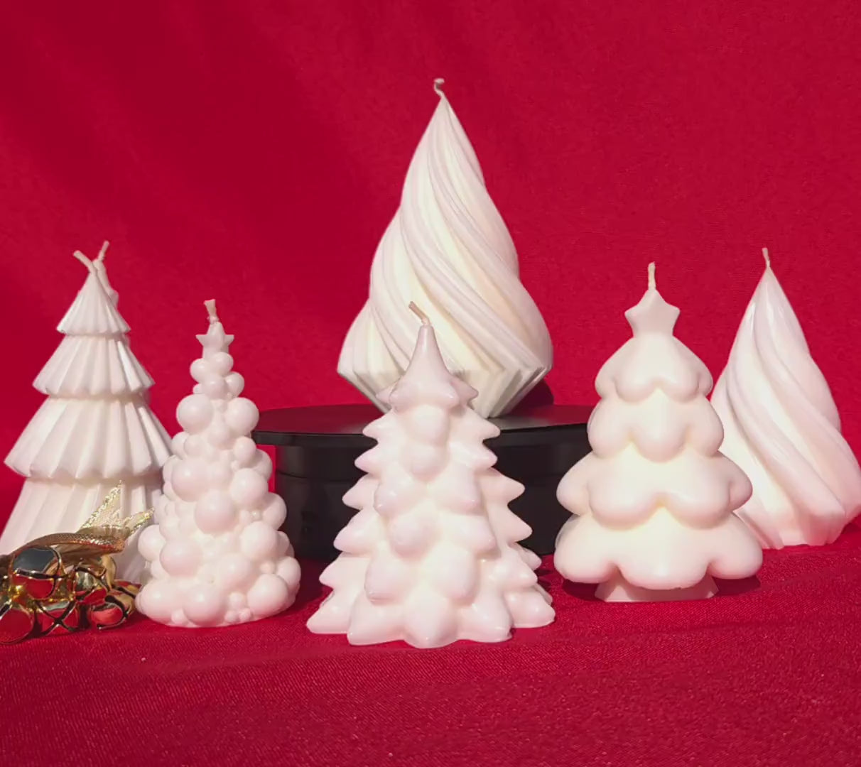 Unique Large Spiral Tree Candle: Whites & Festive Rainbow Lights - White Christmas 2025