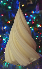 Small Spiral Christmas Tree Candle: Scented, White and with Jewel Tones