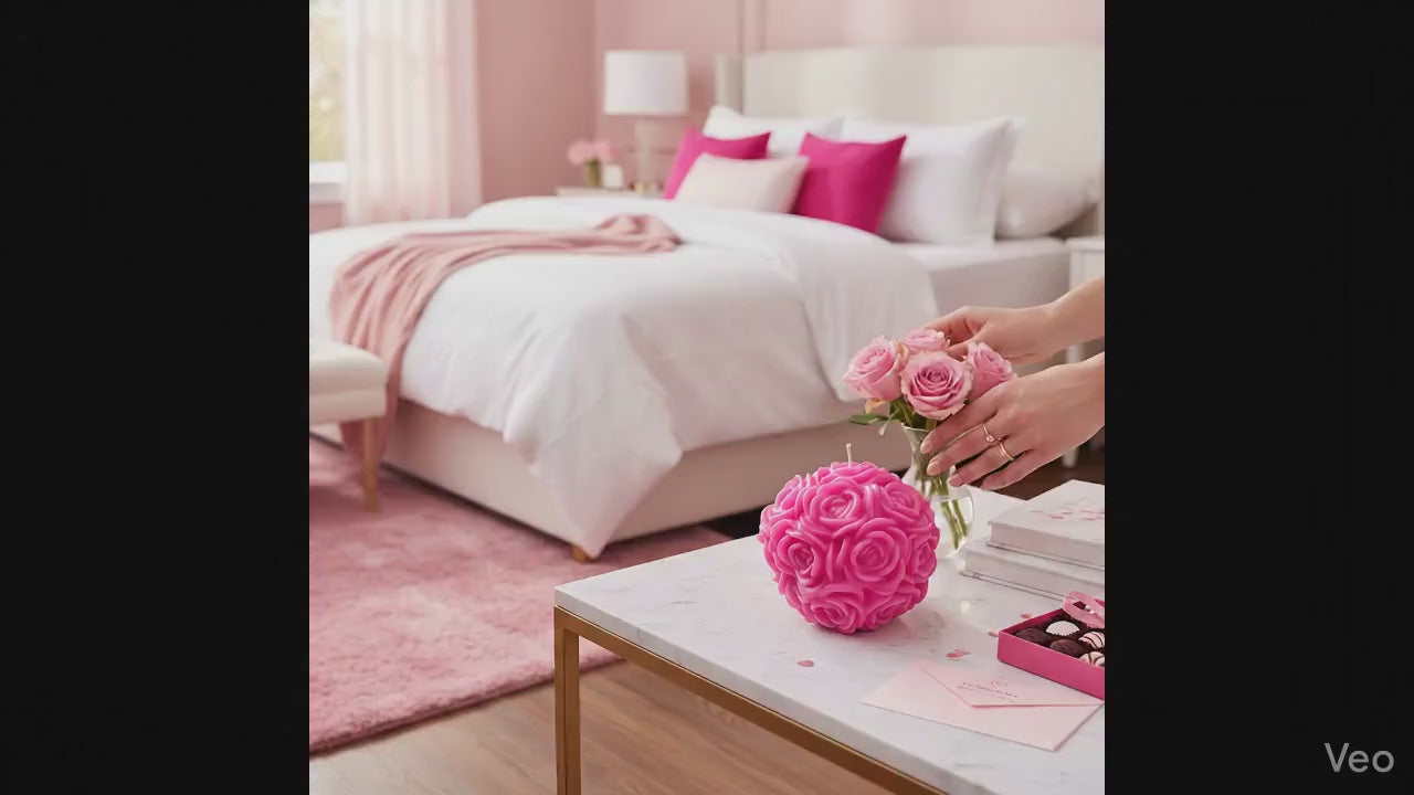 The Grand Rose Ball Candle - A Large Table Centerpiece and an Unforgettable High-end, Handcrafted Gift