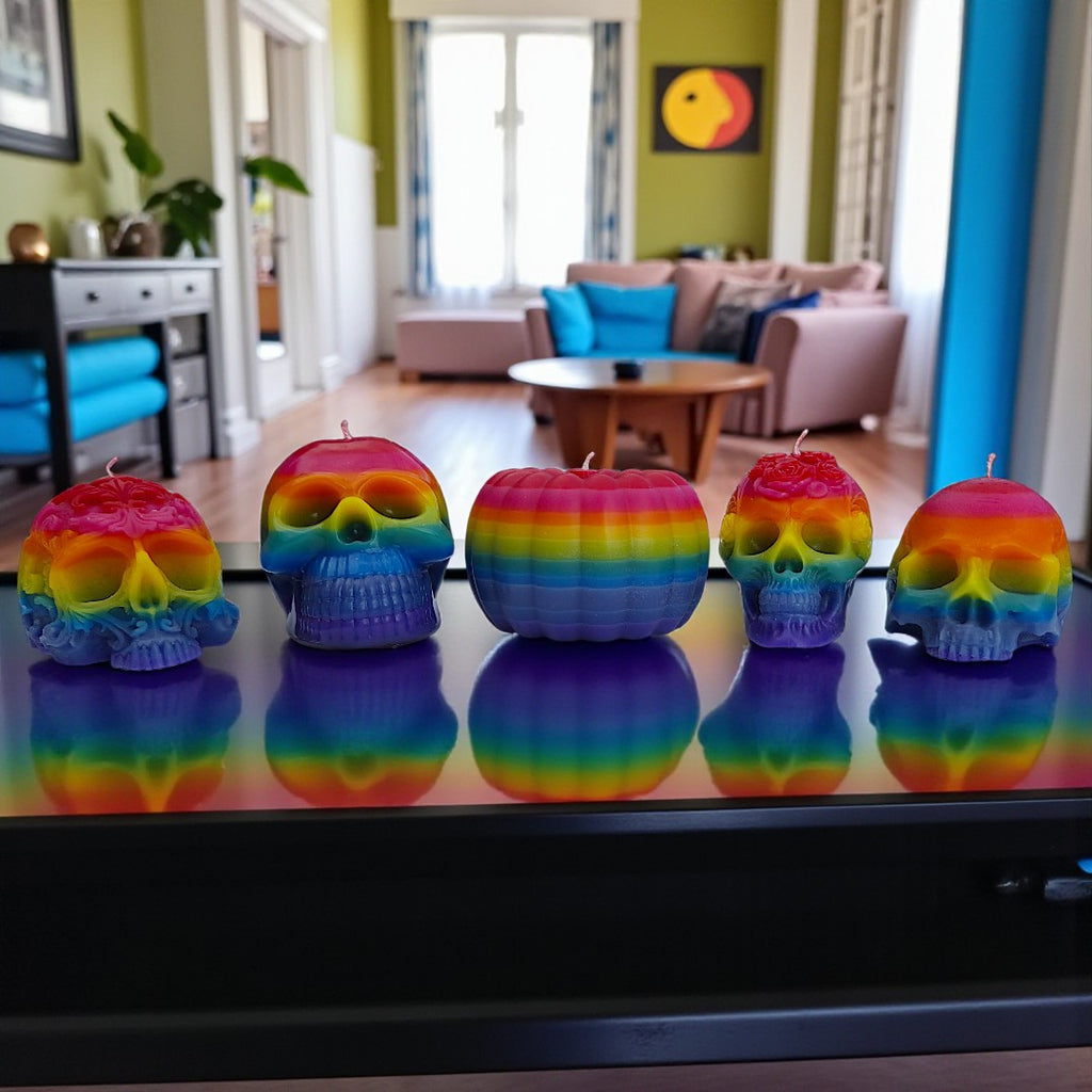 Rainbow Skulls and Pumpkins